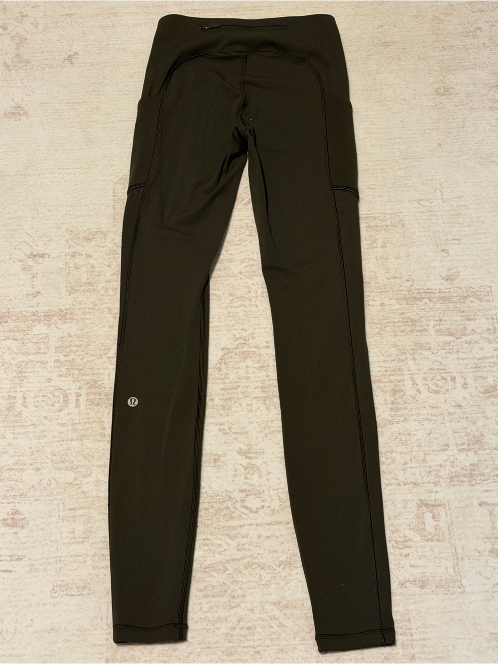 lululemon athletica Olive Green Leggings with Branded Zip Pull - Picture 2 of 7